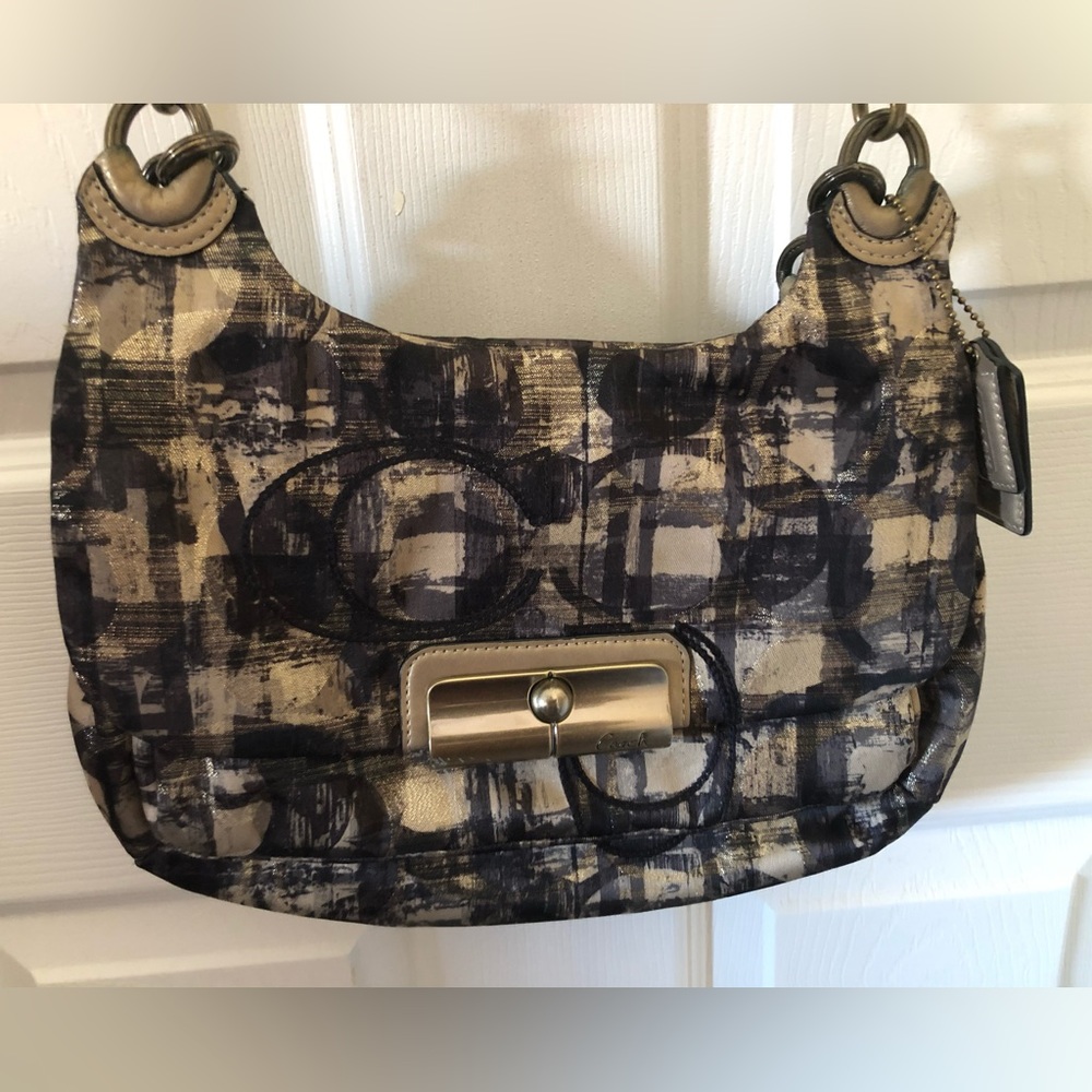 Gold Fabric Coach Cross Body Bag